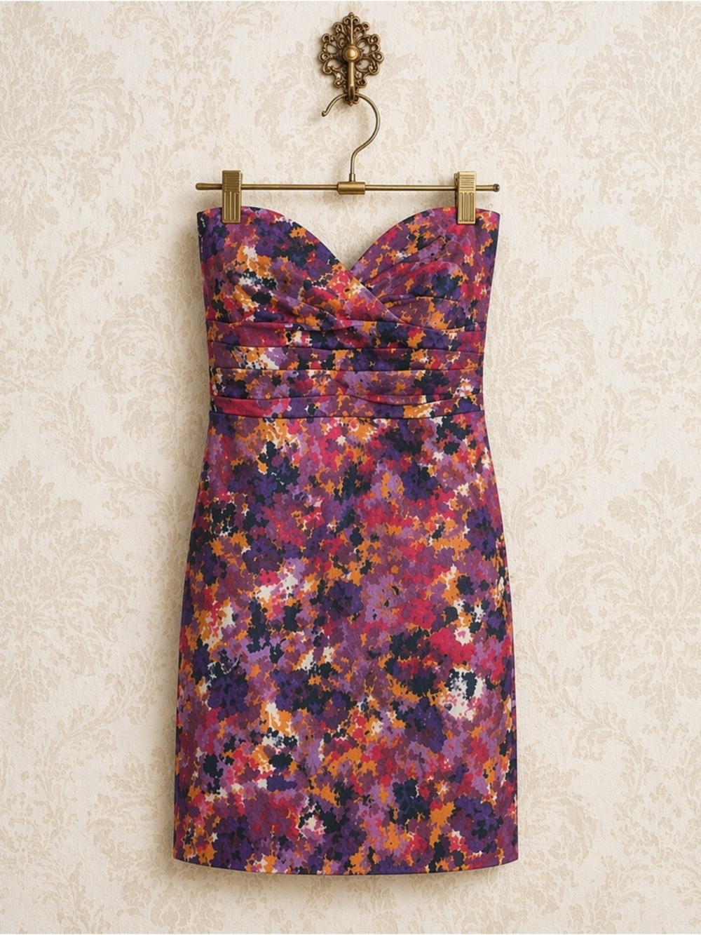 Bar III  tie dye pink purple floral stretch boho stretch dress 2